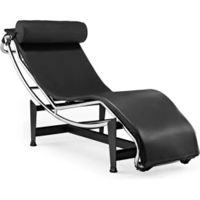 Le Corbusier Style LC4 Chaise Longue — Black Leather