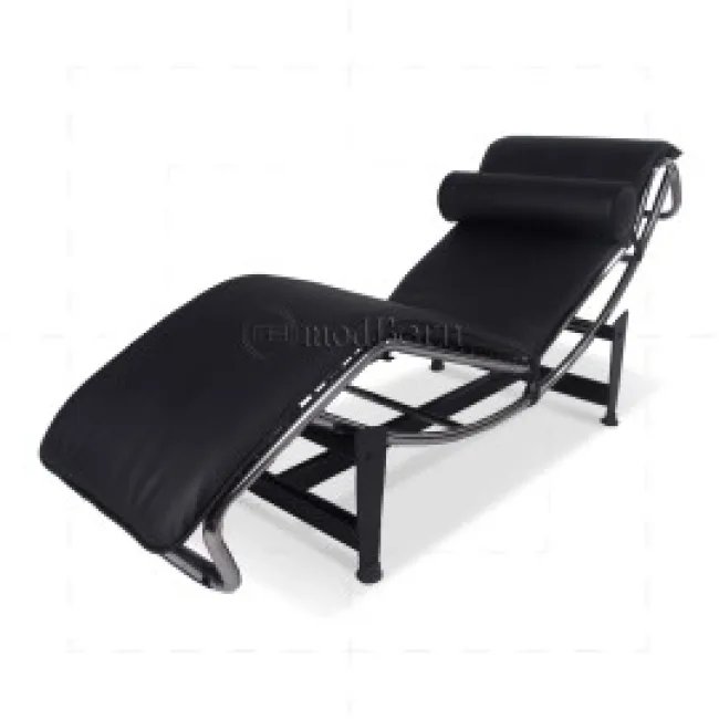 Le Corbusier Style LC4 Chaiselongue – Schwarzes Leder — image 4