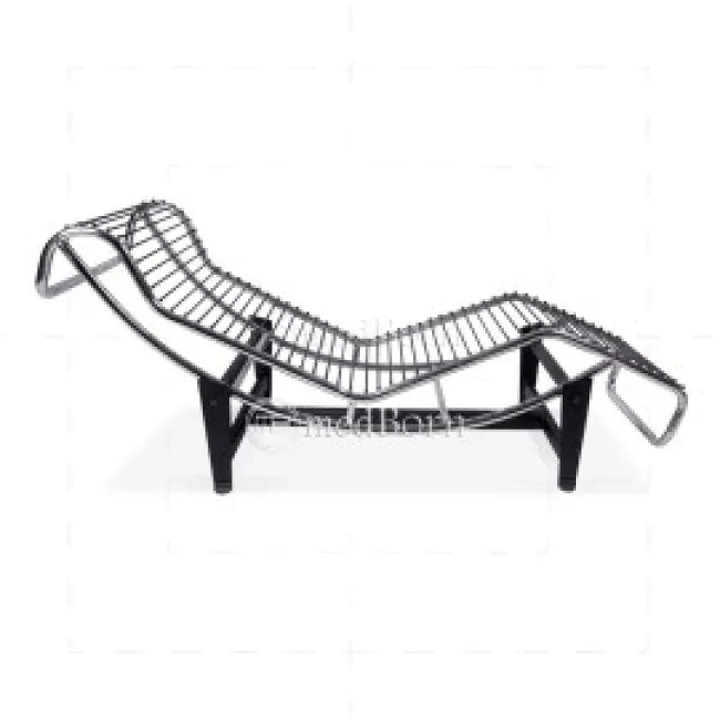 Le Corbusier Style LC4 Chaiselongue – Schwarzes Leder — image 5