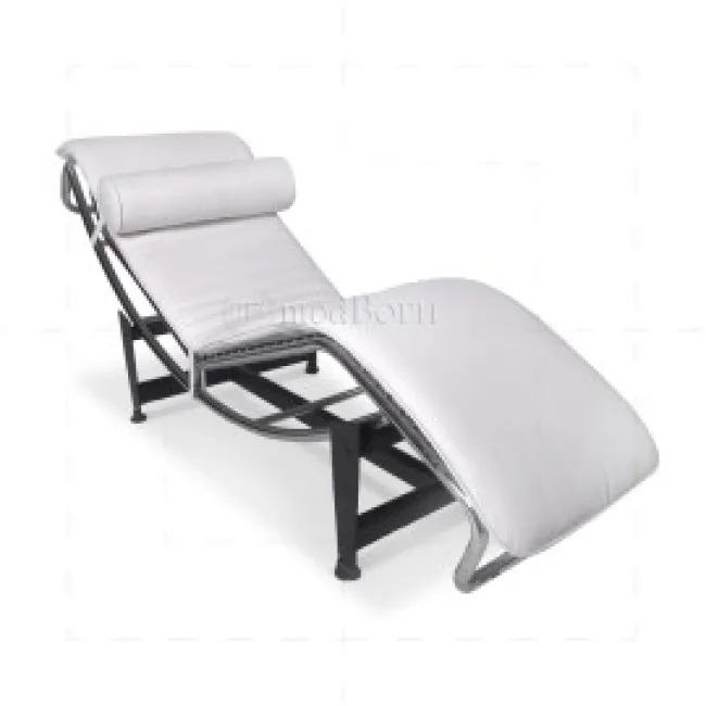 Le Corbusier Style LC4 Chaise Longue — White Leather