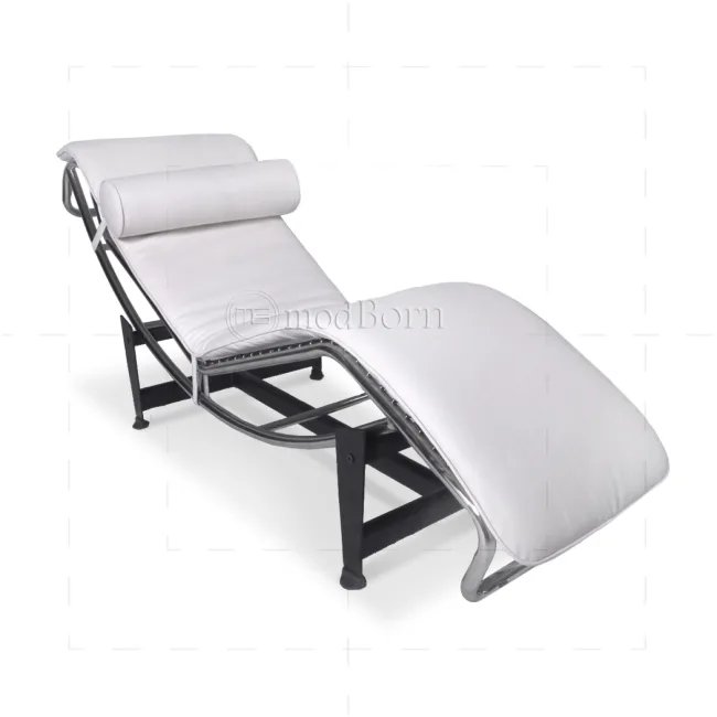 Le Corbusier Style LC4 Chaise Longue – Weißes Leder — image 7
