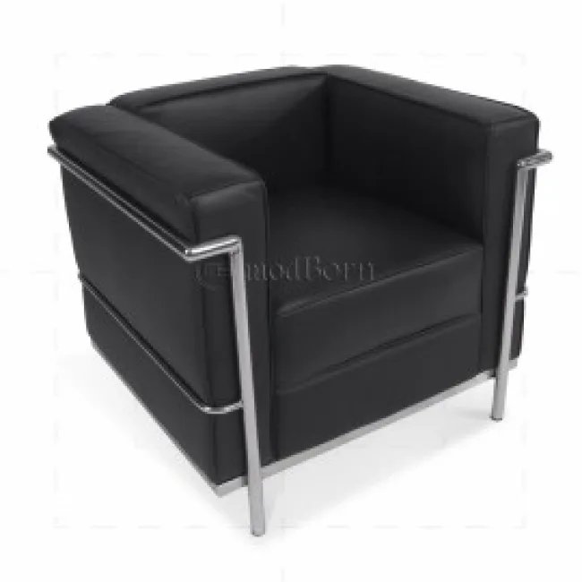 Le Corbusier Style LC2 — Canapé 1 place en cuir noir