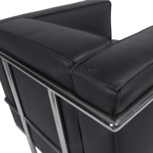 Le Corbusier Style LC2 Sofa 1-Sitzer – Schwarzes Leder — image 2