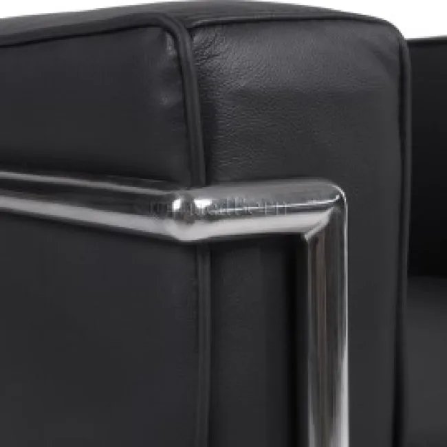 Le Corbusier Style LC2 Sofa 1-Sitzer – Schwarzes Leder — image 3