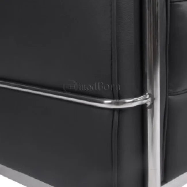 Le Corbusier Style LC2 Sofa 1-Sitzer – Schwarzes Leder — image 4