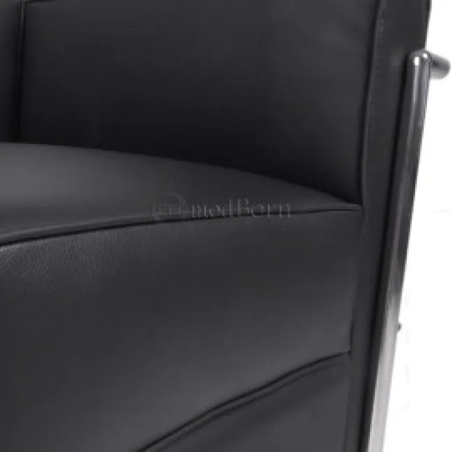Le Corbusier Style LC2 Sofa 1-Sitzer – Schwarzes Leder — image 10