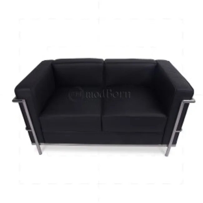 Le Corbusier Style LC2 Canapé 2 places cuir noir
