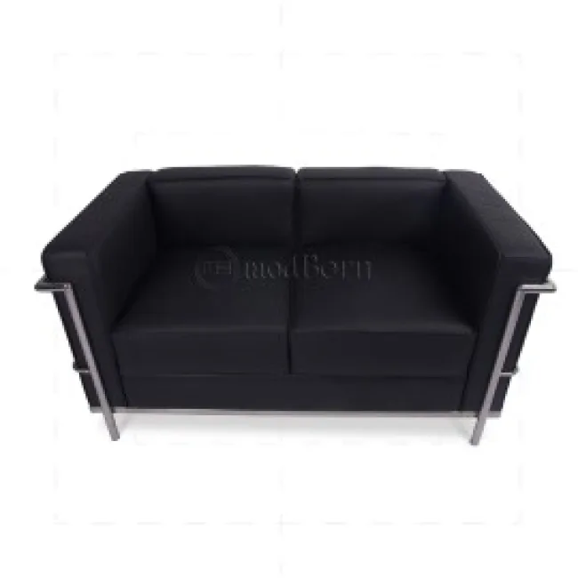 Le Corbusier Style LC2 Sofa 2 Seater Black Leather