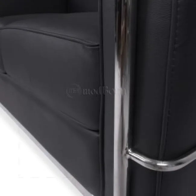 Le Corbusier Style LC2 Sofa 2-Sitzer – Schwarzes Leder — image 3