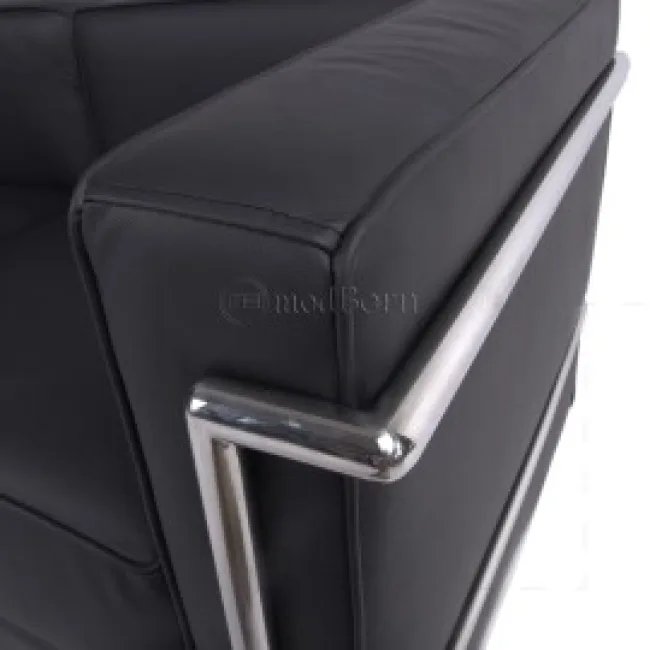 Le Corbusier Style LC2 Sofa 2-Sitzer – Schwarzes Leder — image 6
