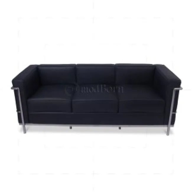 Le Corbusier Style LC2 — Canapé 3 places cuir noir