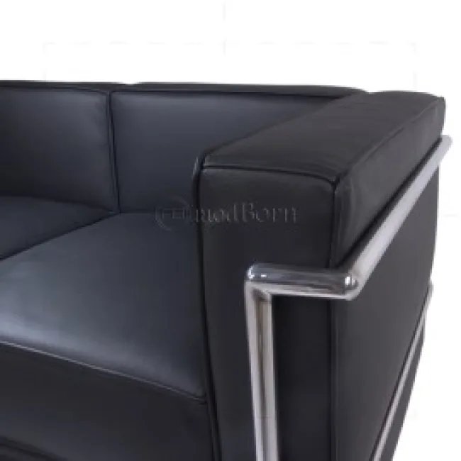Le Corbusier Style LC2 Sofa 3 Sitzer – Schwarz Leder — image 2