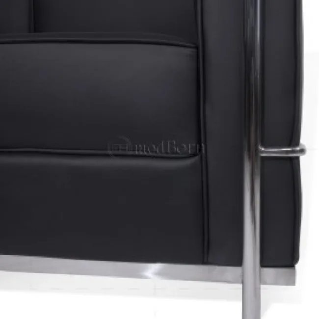 Le Corbusier Style LC2 Sofa 3 Sitzer – Schwarz Leder — image 3