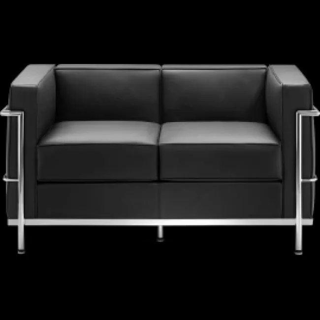Le Corbusier Style LC2 Sofa 3 Sitzer – Schwarz Leder — image 5