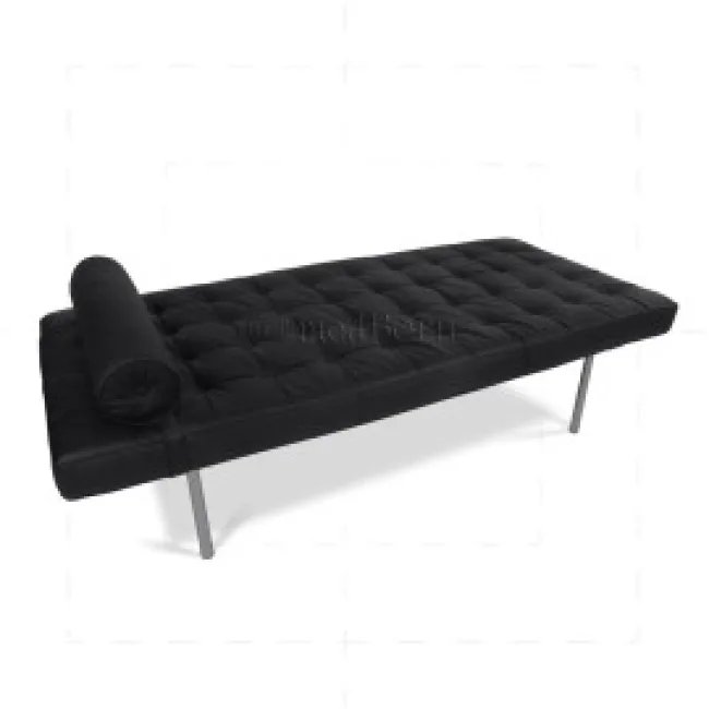 Ludwig Mies Van Der Rohe Barcelona Stil Tagesbett – Schwarzes Leder — image 3