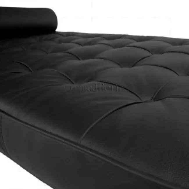 Ludwig Mies Van Der Rohe Barcelona Stil Tagesbett – Schwarzes Leder — image 4