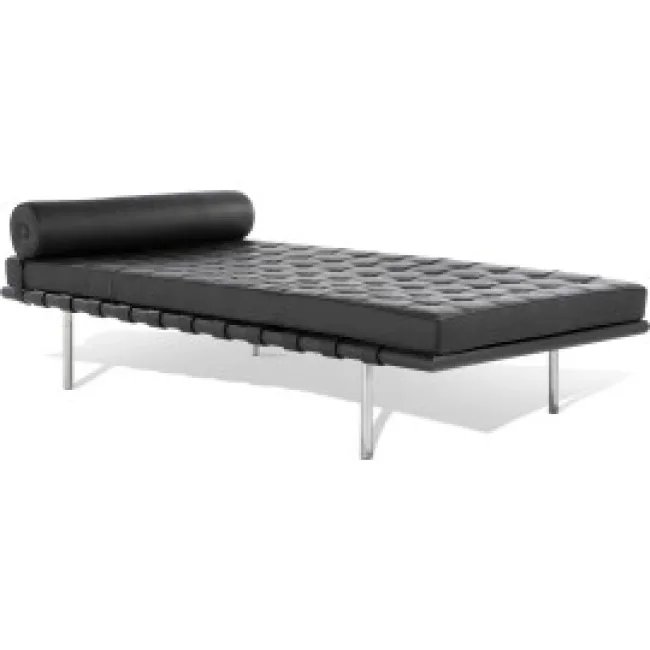 Ludwig Mies Van Der Rohe Barcelona Stil Tagesbett – Schwarzes Leder — image 6