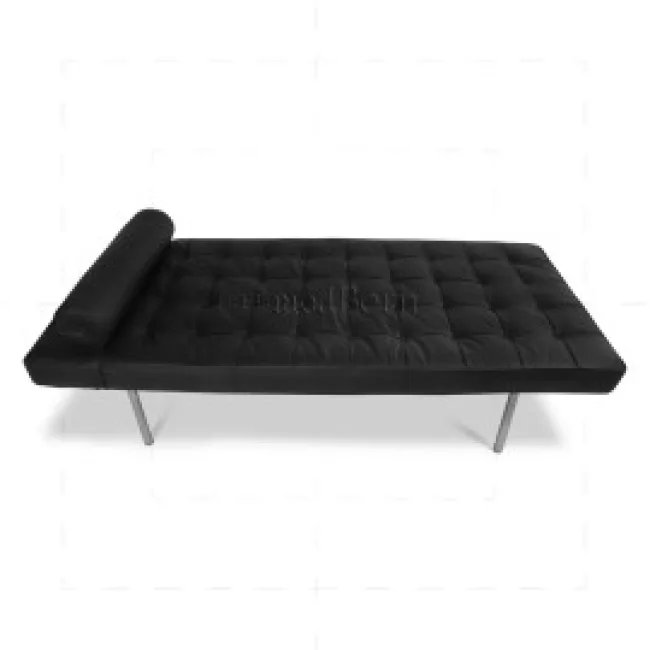 Ludwig Mies Van Der Rohe Barcelona Stil Tagesbett – Schwarzes Leder — image 7