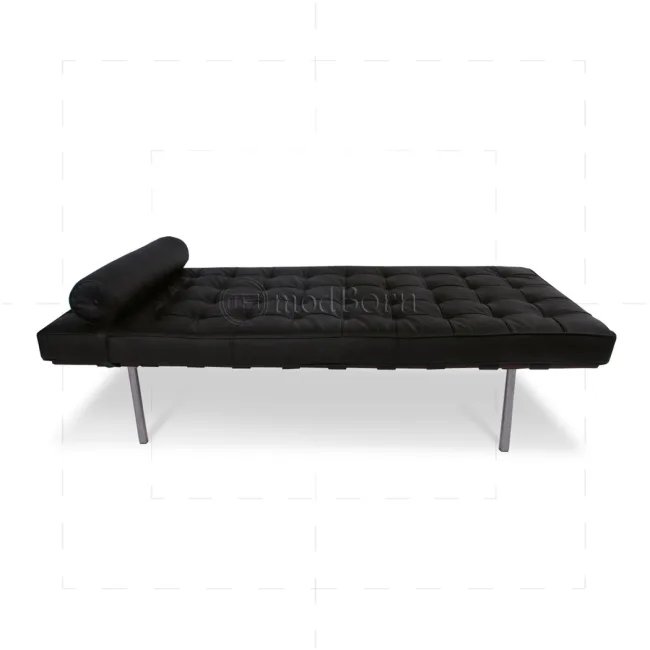 Ludwig Mies Van Der Rohe Barcelona Stil Tagesbett – Schwarzes Leder — image 10