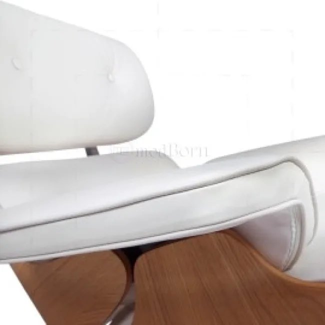 Eames Loungesessel & Ottoman – Eiche | Weißes Leder — image 2