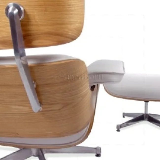 Eames Loungesessel & Ottoman – Eiche | Weißes Leder — image 6