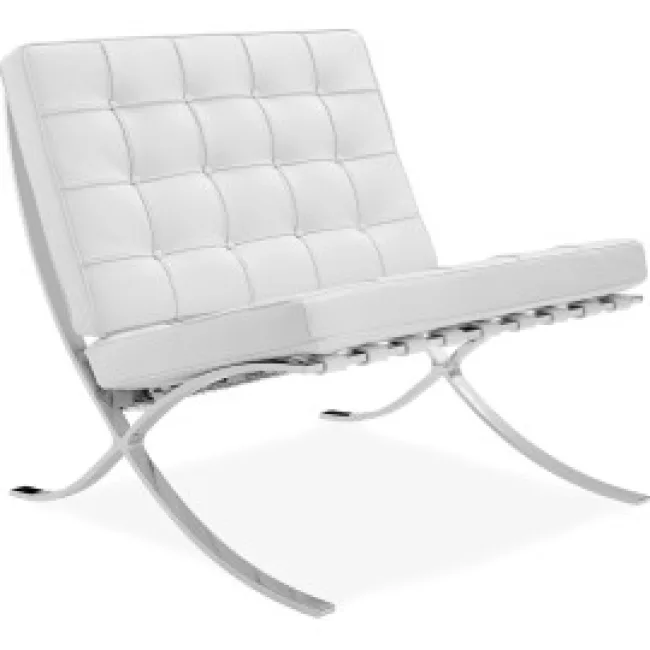 Ludwig Mies Ven Der Rohe Barcelona Style Chair — White Leather