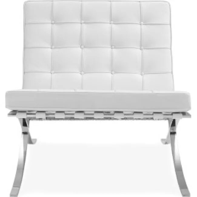 Ludwig Mies Ven Der Rohe Barcelona Sessel - Weißes Leder — image 5