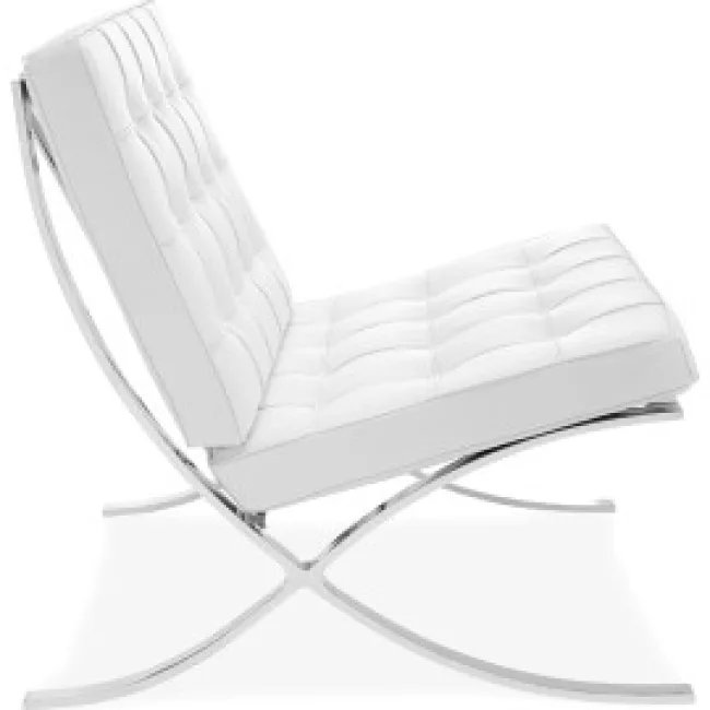 Ludwig Mies Ven Der Rohe Barcelona Sessel - Weißes Leder — image 7