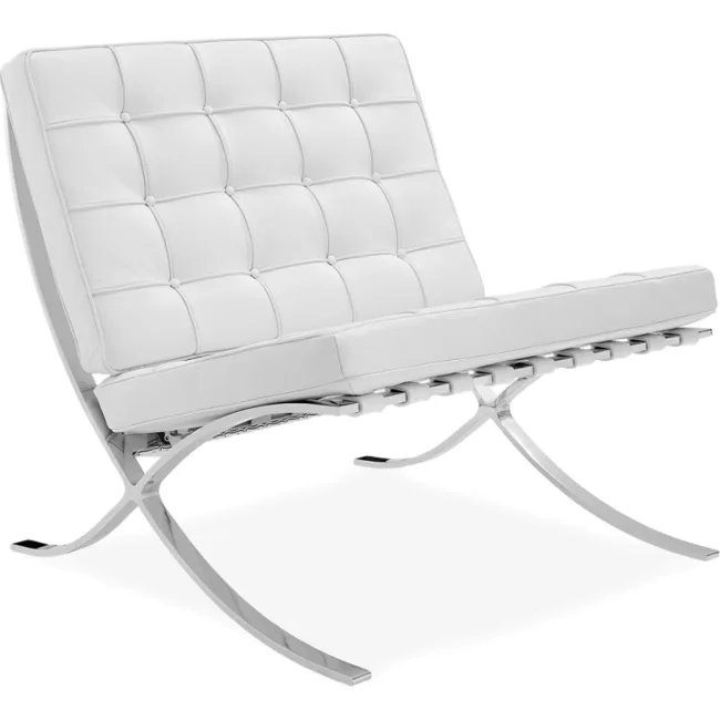 Ludwig Mies Ven Der Rohe Barcelona Sessel - Weißes Leder — image 9