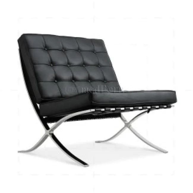 Ludwig Mies Ven Der Rohe Barcelona Style Chair — Black Leather