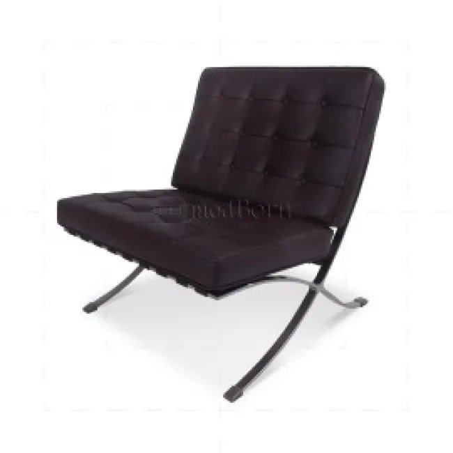 Fauteuil Barcelona (style Mies) — Cuir Marron