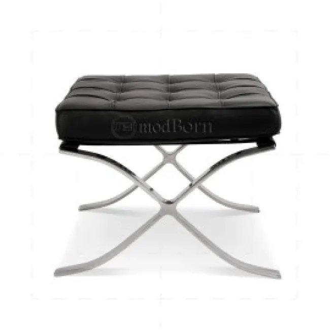 Repose-pieds Barcelona style Ludwig Mies van der Rohe — Cuir noir