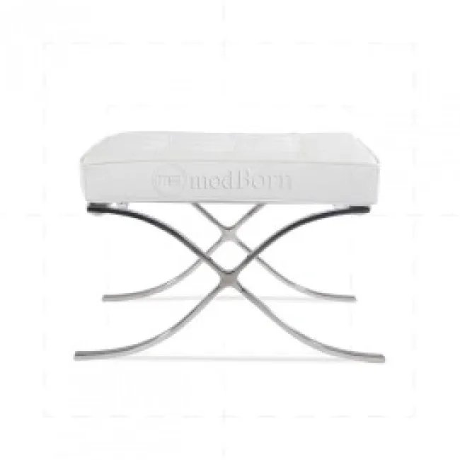 Repose-pieds Barcelona Mies en cuir blanc