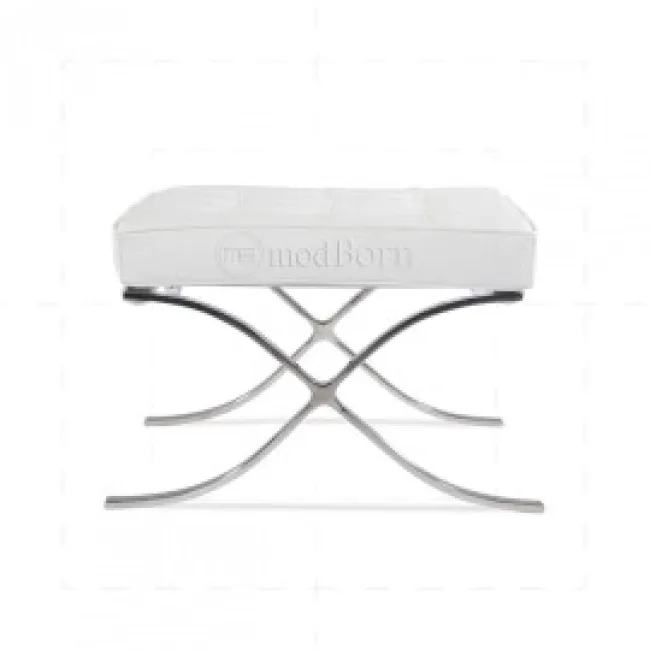 Ludwig Mies van der Rohe Barcelona Style Ottoman — White Leather