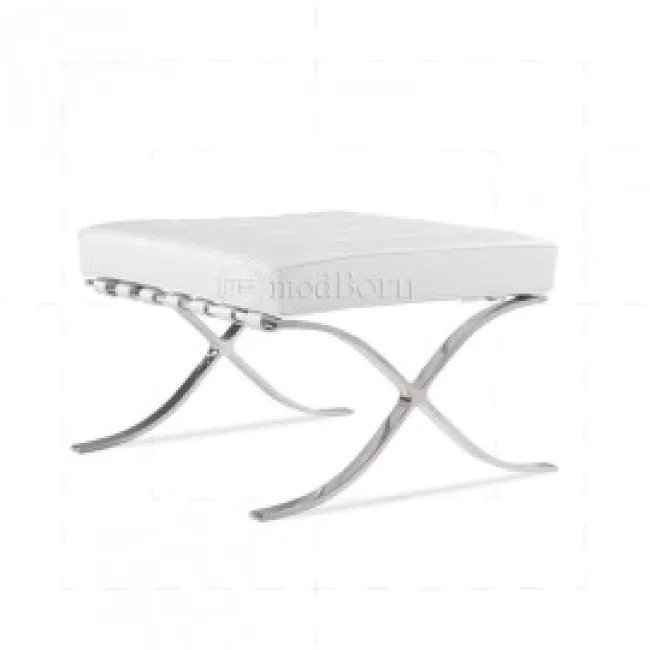 Ludwig Mies Ven Der Rohe Barcelona Hocker – Weißes Leder — image 3