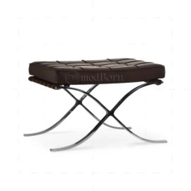 Repose-pieds Barcelona (style Mies) — cuir marron