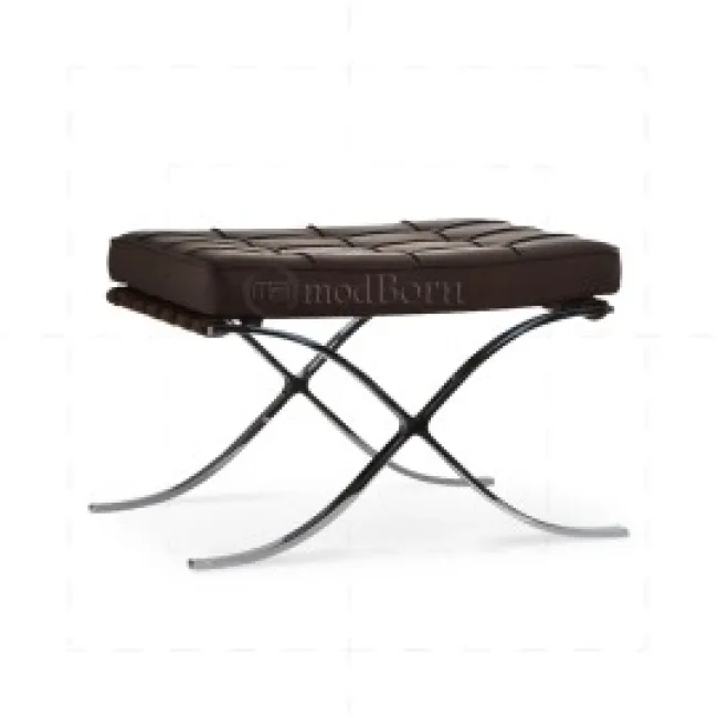 Ludwig Mies Ven Der Rohe Barcelona Style Ottoman — Brown Leather