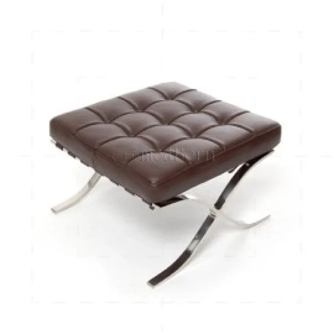 Ludwig Mies Ven Der Rohe Barcelona Style Ottoman – Braunes Leder — image 4