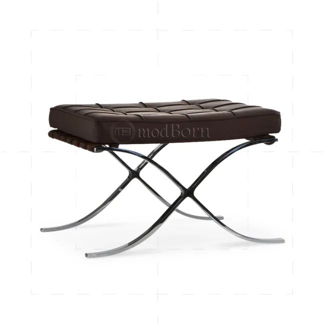 Ludwig Mies Ven Der Rohe Barcelona Style Ottoman – Braunes Leder — image 6