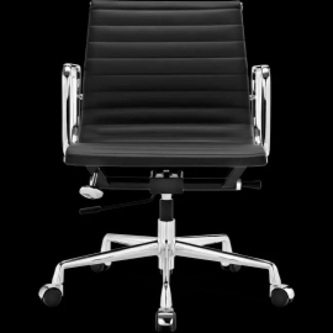 Ea117 Silla de oficina Eames EA117 - Respaldo bajo, cuero negro acanalado — image 4