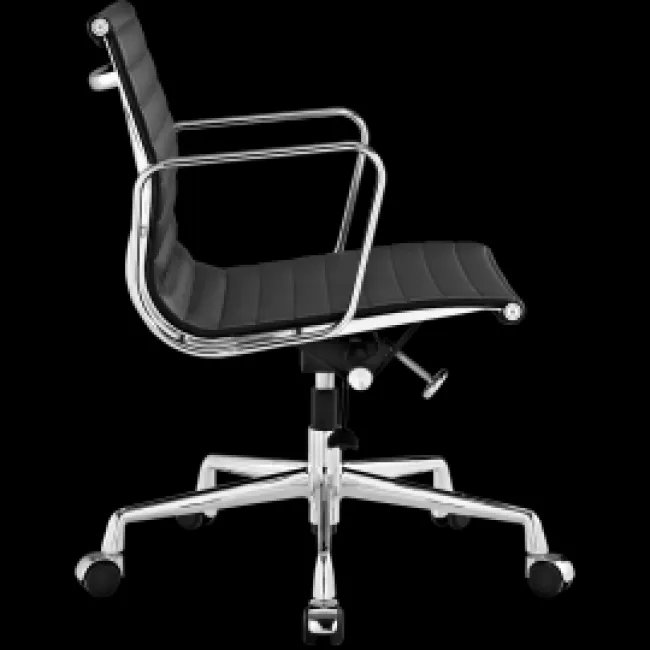 Ea117 Silla de oficina Eames EA117 - Respaldo bajo, cuero negro acanalado — image 5