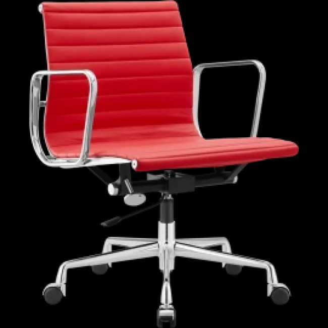 Ea117 Eames Style Office Chair — Low Back Ribbed Red Leather