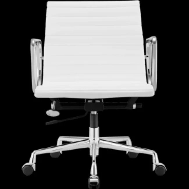 Ea117 Eames Style Office Chair Low Back Ribbed White Leather — image 2