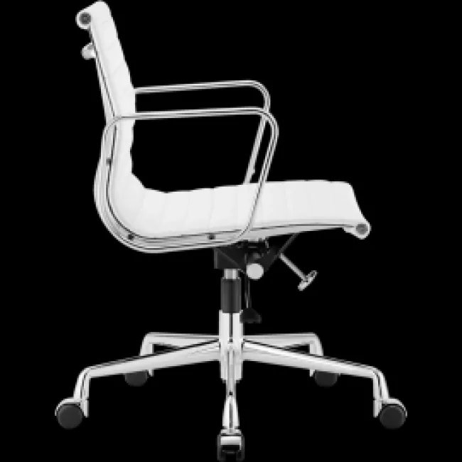 Ea117 Eames Style Office Chair Low Back Ribbed White Leather — image 3
