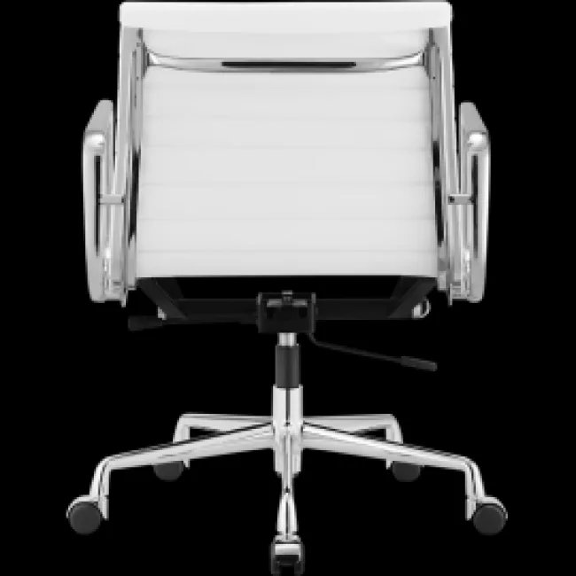 Ea117 Eames Style Office Chair Low Back Ribbed White Leather — image 4