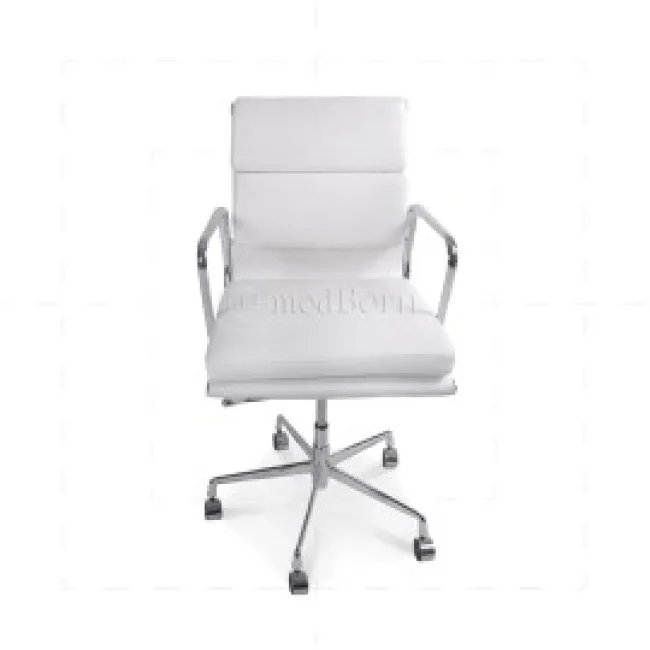 EA217 Eames Bürostuhl (Niedriger Rücken) – Weißes Leder — image 3
