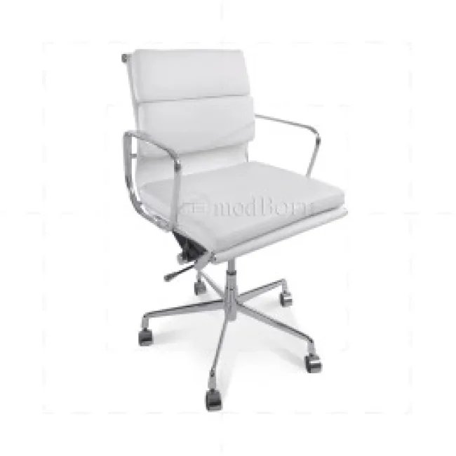 EA217 Eames Bürostuhl (Niedriger Rücken) – Weißes Leder — image 6