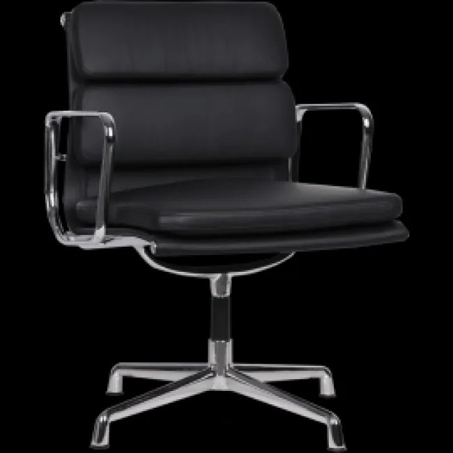 Ea217 Chaise de bureau style Eames dossier bas cuir noir