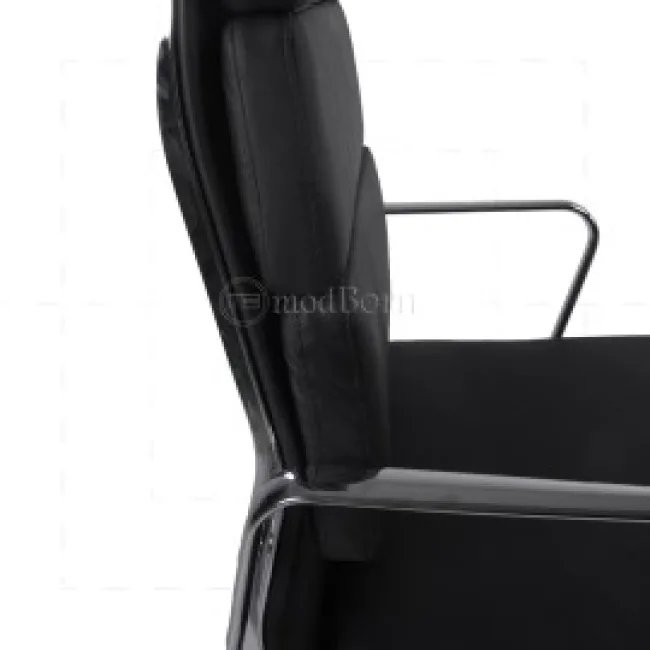 Ea219 Silla Oficina Estilo Eames Respaldo Alto Almohadilla Suave Cuero Negro — image 2