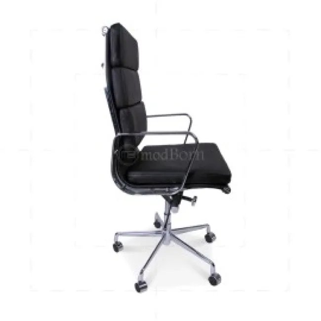 Ea219 Silla Oficina Estilo Eames Respaldo Alto Almohadilla Suave Cuero Negro — image 6